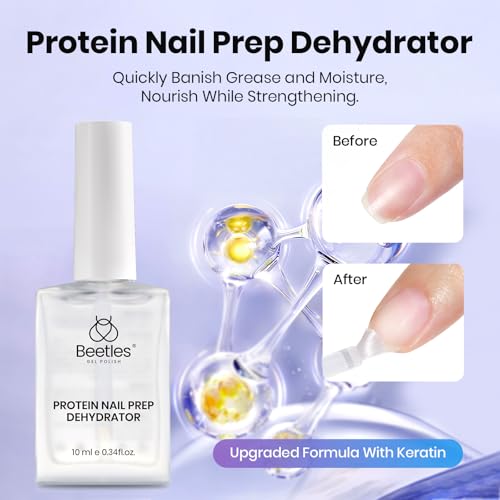Image of Beetles 4Pcs Protein Nail Prep Kit, Primer, Dehydrator, Base and Top Coat | 10 ml Hema-Free Protein Primer and Dehydrator for Air-Dry Prep, Gel Base and Top Coat, Uv /Led Lamp Required