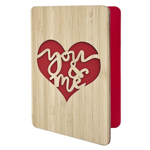 Product Image of the Della Stella Valentines Day Card,Wooden Anniversary Christmas Cards for Wife,Husband,Her,Girlfriend,Wooden Memorable Valentine's Gifts for Her,Him,You and Me
