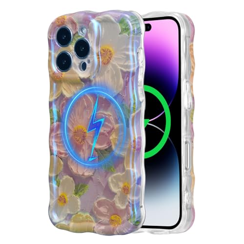 Coque iPhone 16 Pro Max antichoc compatible MagSafe motif vintage fleur