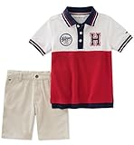 Tommy Hilfiger Boys' 2 Pieces Polo Shorts Set, Red/White, 4T