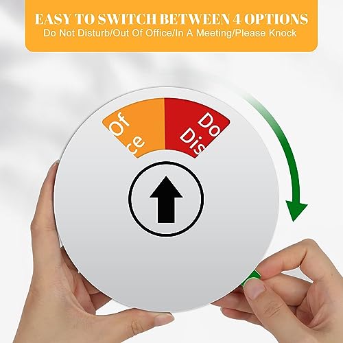 Image of Office Door Sign, Do Not Disturb /Out of Office /In a Meeting /Please Knock, Rotating Door Privacy Sign-6 Inch, Silver