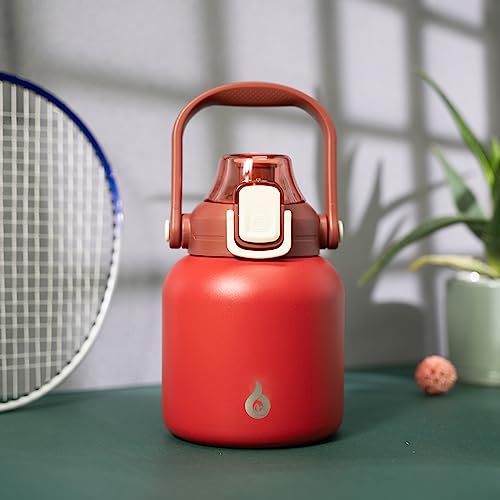 Image of BJPKPK 27oz Insulated Water Bottle with Straw Lid, Cute Stainless Bottle | One-Hand Straw Lid, BPA-Free Leakproof Large Water Bottle with Handle, Keeps Cold & Hot, Vacuum Insulation for Gym & Outdoor