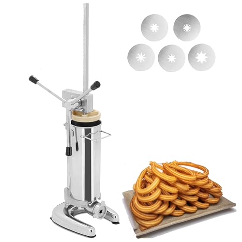 GLWABOMARS Máquina Manual de Churros – Churrera Tradicional de Acero Inoxidable para pastelería 2L