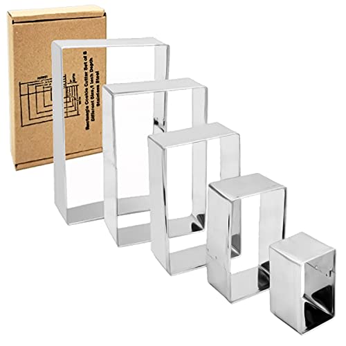 Vokop Lot de 5 emporte-pièces rectangulaires en acier inoxydable - 2,5 cm de profondeur