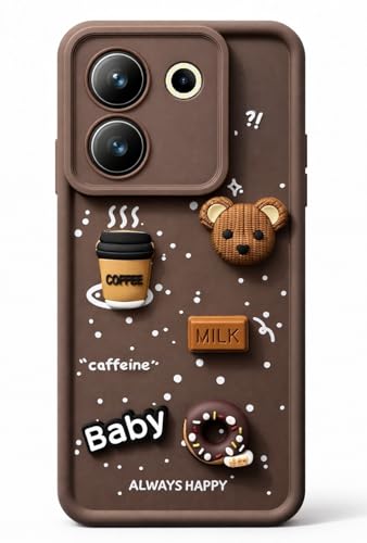 Image of Bintage Ball Bear| Donut| Milk Cake| Baby| Coffee Rubber Case Full Body & Camera Protection Back Cover Compatible for Tecno Camon 20s Pro 5G - Brown