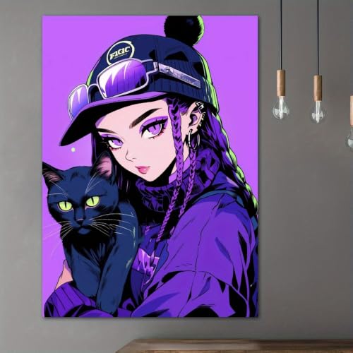 Tableau sur toile fille anime pour habiller un mur vide déco chambre et salon 55x75cm