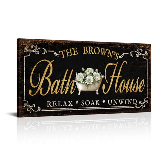 iLOOKLiKE Personalized Bath House Bathroom Signs Wall Art Relax Soak