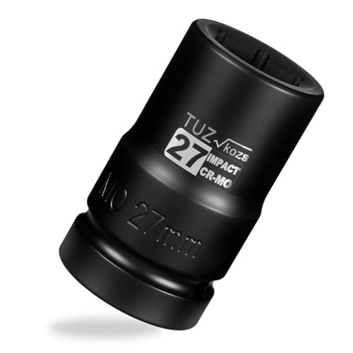 Image of 1 Inch Drive 27mm Deep Metric Impact Socket,CR-MO,6 Point Radius Corner Design,Square Chamfered Opening,Axle Nut Impact Grade Socket for Easy Removal