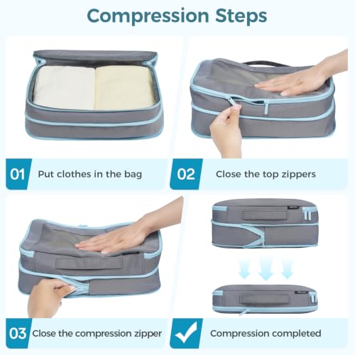 Image of BAGAIL Compression Packing Cubes for Travel Essentials, 6 Set-Pewter Color