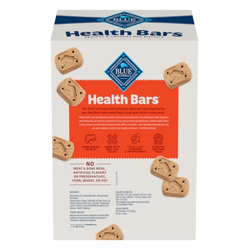 Image of Blue Buffalo Mini Health Bars Crunchy Dog Biscuits, Oven-Baked with Natural Ingredients, Bacon, Egg & Cheese, 2-lb Box (Pack of 3)