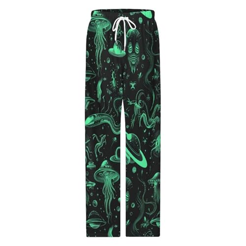 Green Lines Cryptid Pattern Mens Pajama Pants Print Lounge Pant PJ Bottoms Sleepwear Loungewear4
