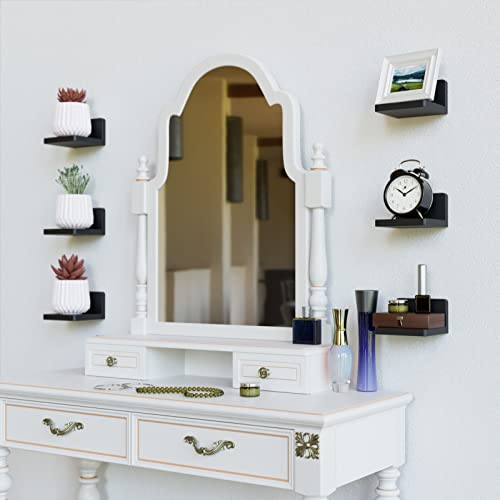 Richer House Small Floating Shelves For Wall Set Of 3, Small Black Shelves, Pine Wood Shelf For Home Decor Display, Adhesive Wall Shelves With 2 Types Of Installation Ways In Bathroom, Bedroom #TOP4