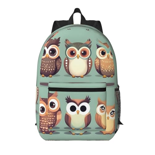 Mochila universitaria ligera EdWal con bolsillo funcional y divertido diseño de búhos
