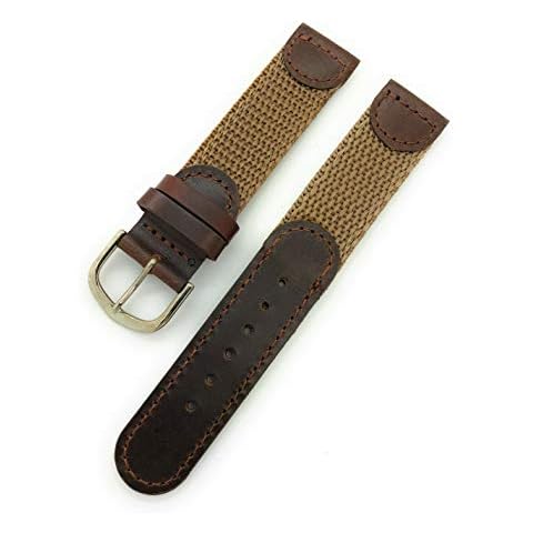 20mm Canvas Nylon Leather Watch Band (brown) Cover