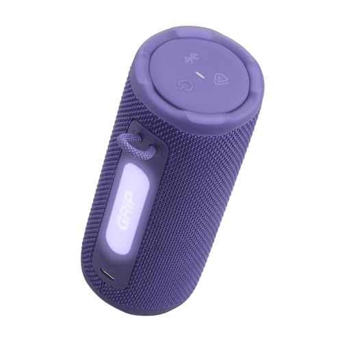 Image of JBL Grip - Compact Bluetooth Speaker with Bold JBL Pro Sound and Ambient Light, up to 14 Hours of Playtime, Water, Dust and Drop-Proof (IP68), & Multi-Speaker Connection with Auracast (Purple)