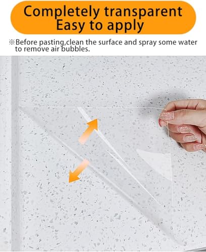 Image of Electrostatic Absorption Tabletop&Countertop Protective Film 17.3inch*16.4FT Transparent No Glue Removable Contact Paper Oil-Proof for Horizontal Smooth Surface Protector Smooth Furniture Surface