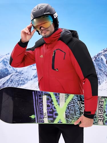 Image of WULFUL Men's Ski Jackets Warm Winter Snow Windbreaker Resistant Snowboard Fleece Coat Mountain Waterproof Parka with Hood