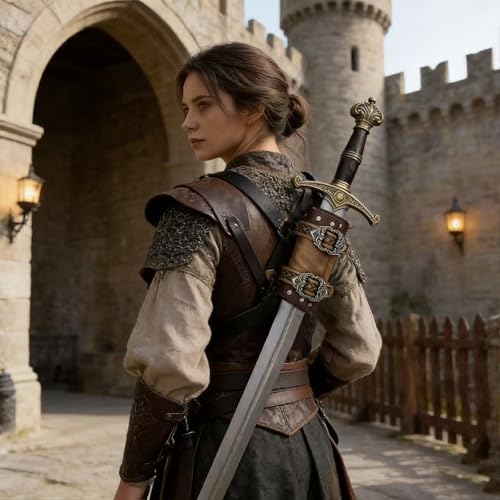 Vaina de cuero medieval para evitar caídas de espadas en cosplay LARP 4