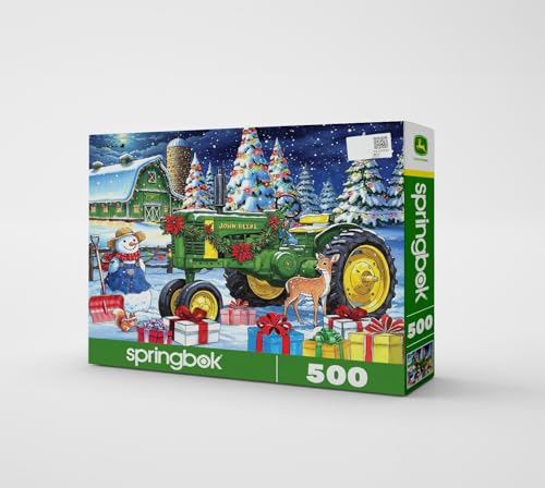 Rompecabezas Springbok John Deere Festive Farm Surprise 500 piezas | Rompecabezas de granja navideña con piezas de corte único, hecho en EE.UU., materiales ecoamigables, póster incluido miniatura 2