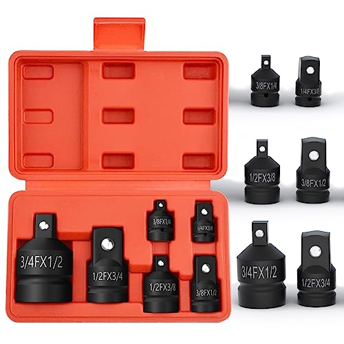 NefLaca 6Pcs Impact Socket Adapter Set - 3/4" to 1/2", 1/2" to 3/8", 1/4" to 3/8" Convertor Adapter Set including Mirror Finish
