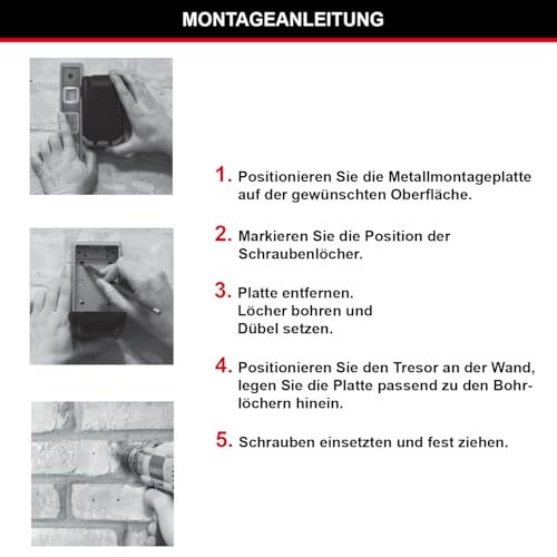 Master Lock Schlüsseltresor mit beleuchteten Zahlenrädern, Wandhalterung, Aussen, 12.6 x 7.2 x 5.2 cm, Schlüsselsafe
