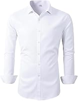 Beninos Men's Solid Long Sleeve Dress Shirt - Wrinkle-Resistant Breathable Button-Down for Business Casual Formal Wear