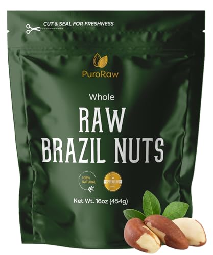 PuroRaw Brazil Nuts Raw 1lb, Raw Brazil Nuts. Brazil Nuts Unsalted - Brazil Nuts- All Natural, Non-GMO, Vegan Brazil Nuts- Brazil Nuts Bulk 16oz