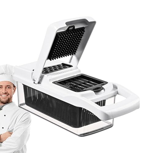 Cortadora De Verduras De Cocina - Picadora De Alimentos, Cortadora De Frutas Con Recipiente, Herramienta Ralladora Ergonómica | Cortador Eficiente Para Patatas, Cebollas, Zanahorias, Ensaladas