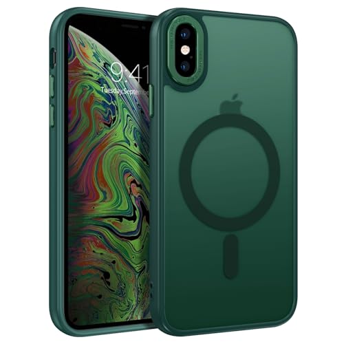 BENTOBEN for iPhone Xs Max Case [Compatible with Magsafe] Translucent Matte Magnetic iPhone Xs Max Phone Case Slim Thin Shockproof Women Men Protective Cases Cover for iPhone Xs Max 6.5', Forest Green