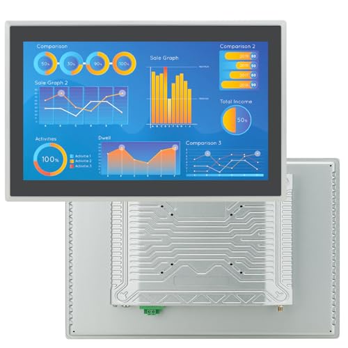 Image of 15.6 inch Industrial Embedded Touchscreen Monitor, Capacitive Multi-Touch Screen Industrial Front IP65 Monitor Built-in Speakers, HD-MI in, USB, VGA, 16:9 1920x1080 Display