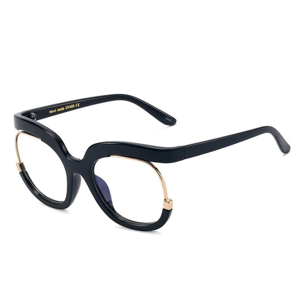 Occhiali da vista quadrati alla moda anti-luce blu per le donne Occhiali da vista vintage neri rosa Montatura per occhiali da computer femminile, nero trasparente