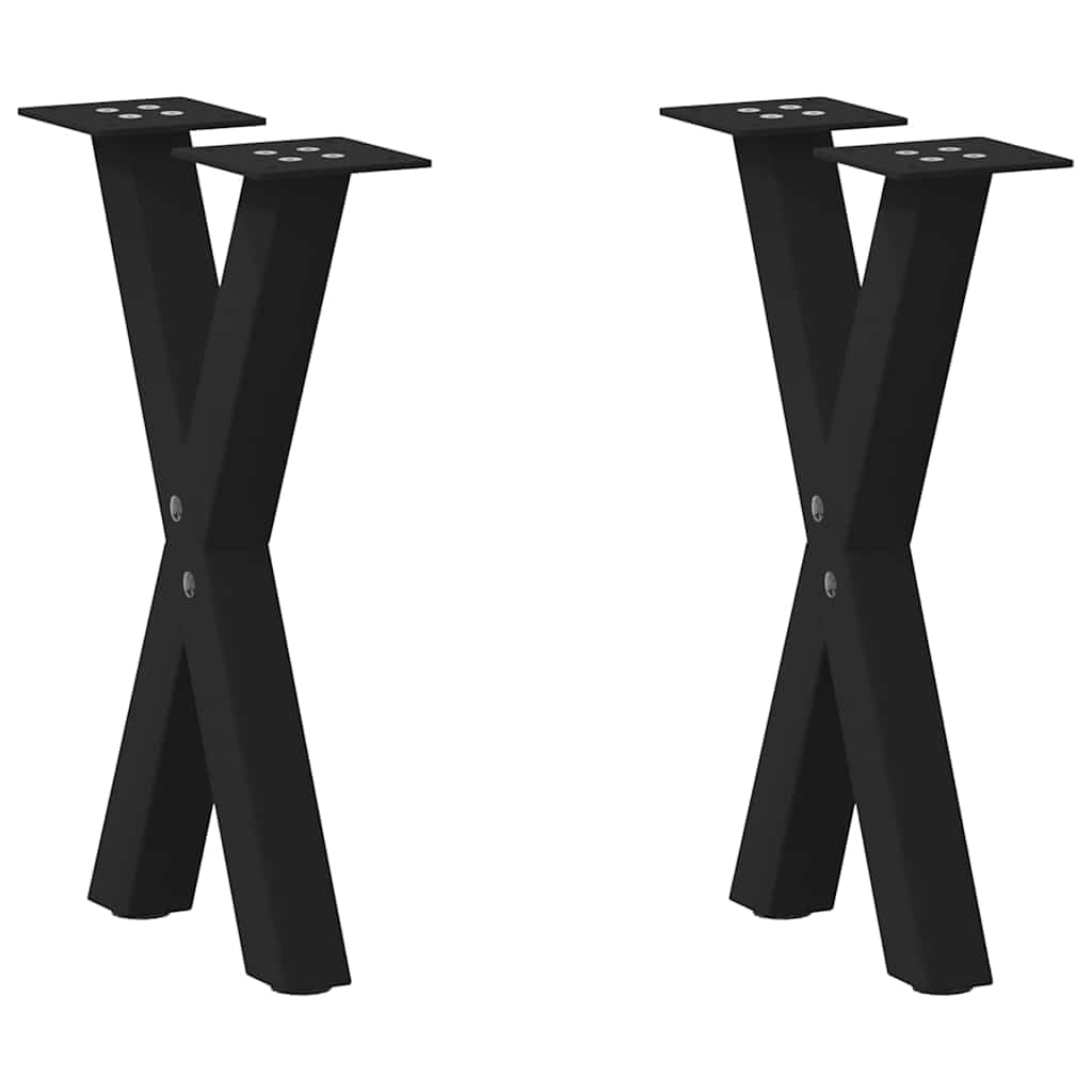 vidaXL Coffee Table Legs X-Shaped 2 pcs Black 38x(42-43) cm Steel — image 1