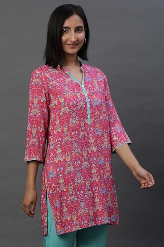 Image of Aurelia Women's Floral Print Rayon Straight Kurti
