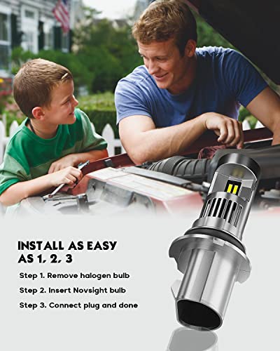 Novsight Upgraded 9004 Led Headlight Bulbs 20000 Lumens, 600% Brightness Hb1 Headlights Bulbs High And Low Beam, 90W Dual Beam Xenon White Halogen Replacement, Plug And Play, Pack Of 2 #TOP5