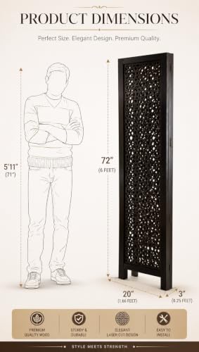 Image of Partition for Living Room,Divider,Partition Wall Room Divider Screen Separator, Wall Panel Divider for Hall | Bedroom |Office | Puja Room | Restaurant S Design (3 Panel Antique)