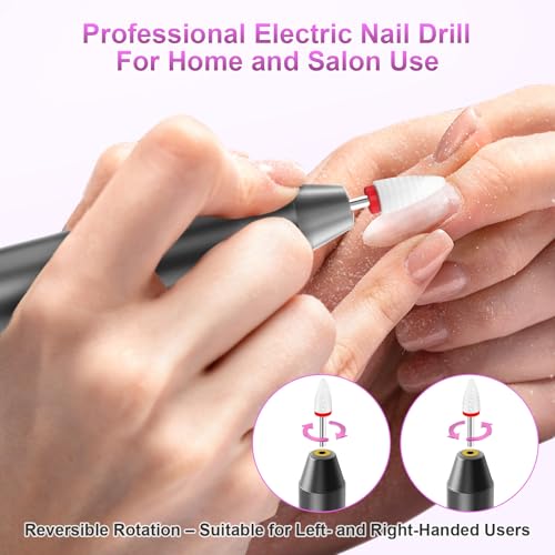 POFIBO Cordless Electric Nail Drill – 12 in 1 Rechargeable Electric Nail File Kit with LCD Display, 5 Adjustable Speeds, 35000RPM, for Acrylic & Gel Nails, Manicure & Pedicure - Image 5
