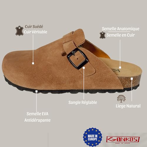 Sabots en cuir véritable fabriqués en Espagne avec semelle liège confortable - 4
