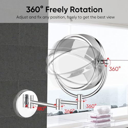 Gurun Wall Mounted Hardwired Makeup Mirror With 3 Tones Dimmable Led Lights 10X Magnifying Mirror With Touch Control For Bathroom Bedroom 13 Inch Extendable Arm Direct Wire M1809D-T thumb #4