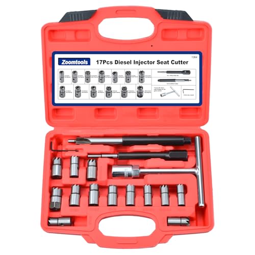 Zoomtools Ensemble de 17 pièces pour siège d'injecteur diesel, kit de nettoyage de siège d'injecteur, outil de nettoyage et de coupe pour sièges...