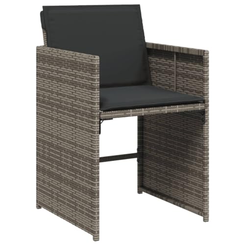 Image of 13-Piece Gray Patio Dining Set with Poly Rattan and Foldable Chairs, Weather-Resistant Outdoor Furniture for Spacious Seating and Compact Storage