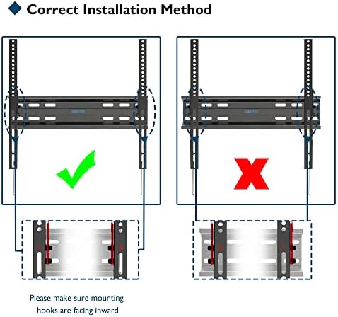 BONTEC Ultra Slim TV Wall Bracket Mount for 23-60 inchs LCD LED TVs, Low Profile Tilt TV Wall Mount up to VESA 400x400mm, 50 inch tv wall bracket with Spring Locking System, Includes 5 Cable Ties
