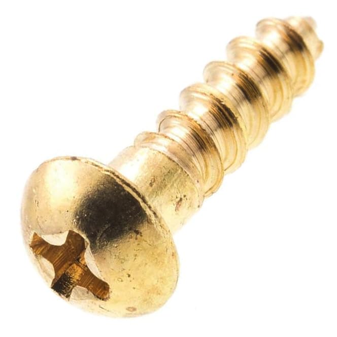 15 tornillos Phillips Drive de latón para madera #10 x 1 pulgada, cabeza redonda