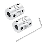 uxcell 2個6.35mmから8mmのアルミニウム合金シャフトカップリングL25xD19柔軟カプラービーム3DプリンターCNCマシンDIYエンコーダーおよびモーターシャフト用、シルバー