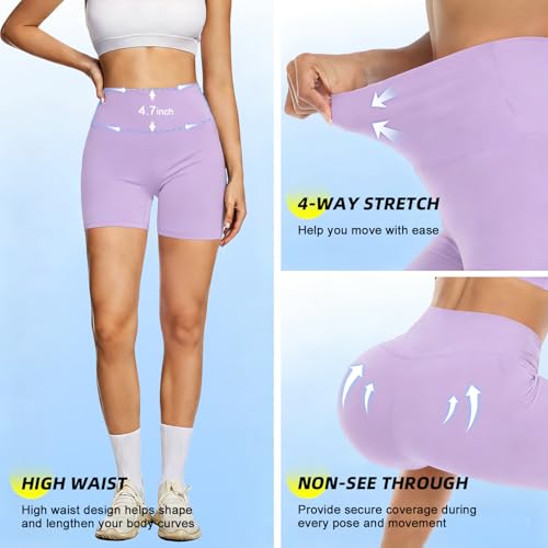 Image of FULLSOFT High Waisted Biker Shorts for Women-5 inch Tummy Control Fitness Athletic Workout Running Yoga Gym Shorts