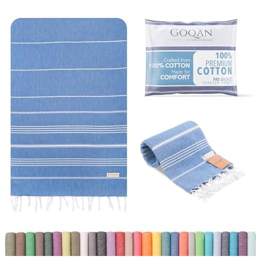 realgrandbazaar Lucky Turkish Towels Beach Towels0 Cotton - Pre Washed, No-Shrink, Quick Dry, Soft 39x71' Large Peshtemal, Turkish Towel, Set can be Made - Goqan (Azure)