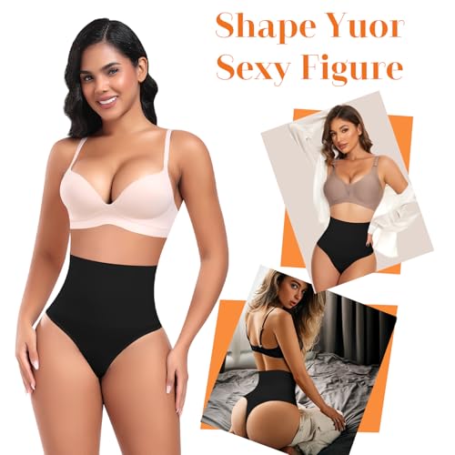 Image of Werena Tummy Control Thong Shapewear for Women High Waisted Body Shaper Panties Shaping Thong Girdle Underwear