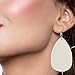 12 Pairs Faux Leather Earrings Imitated Rattan Earrings Teardrop Petal Drop Long Dangle Earrings Lightweight Leaf Handmade Earrings with Clear Silicone Backings for Women Girls Teens