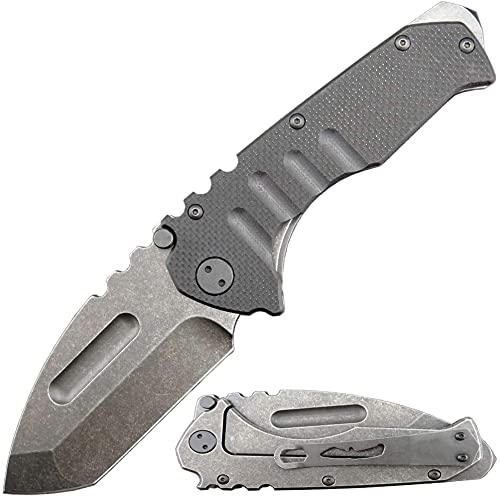 Ccanku C1137 Folding Knife, D2 Blade Steel+ G10&Steel Handle Knife, EDC Tool, Outdoor Camping Knife