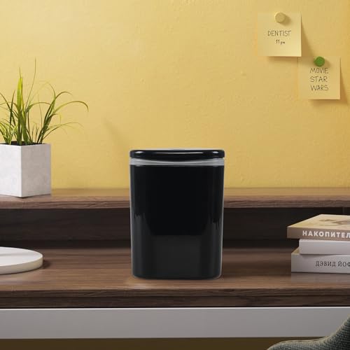 Melontray 0.5 Gallon/2 Liter Mini Desktop Trash Can, Counter Top Garbage Can with Press-Top Lid, Black