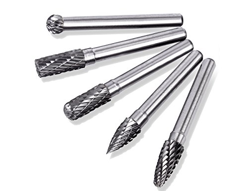 5 brocas de carburo de tungsteno de 8 mm de cabeza, cortador doble para quemador rotatorio, broca de 6 mm de espiga redonda